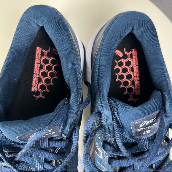 Asics Gel Kayano 28 Womens 10 Navy Yellow Running Sneakers super clean - Picture 8 of 10